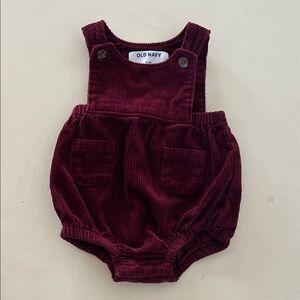 Old Navy Maroon Corduroy Baby Overalls 0-3 months holiday onesie